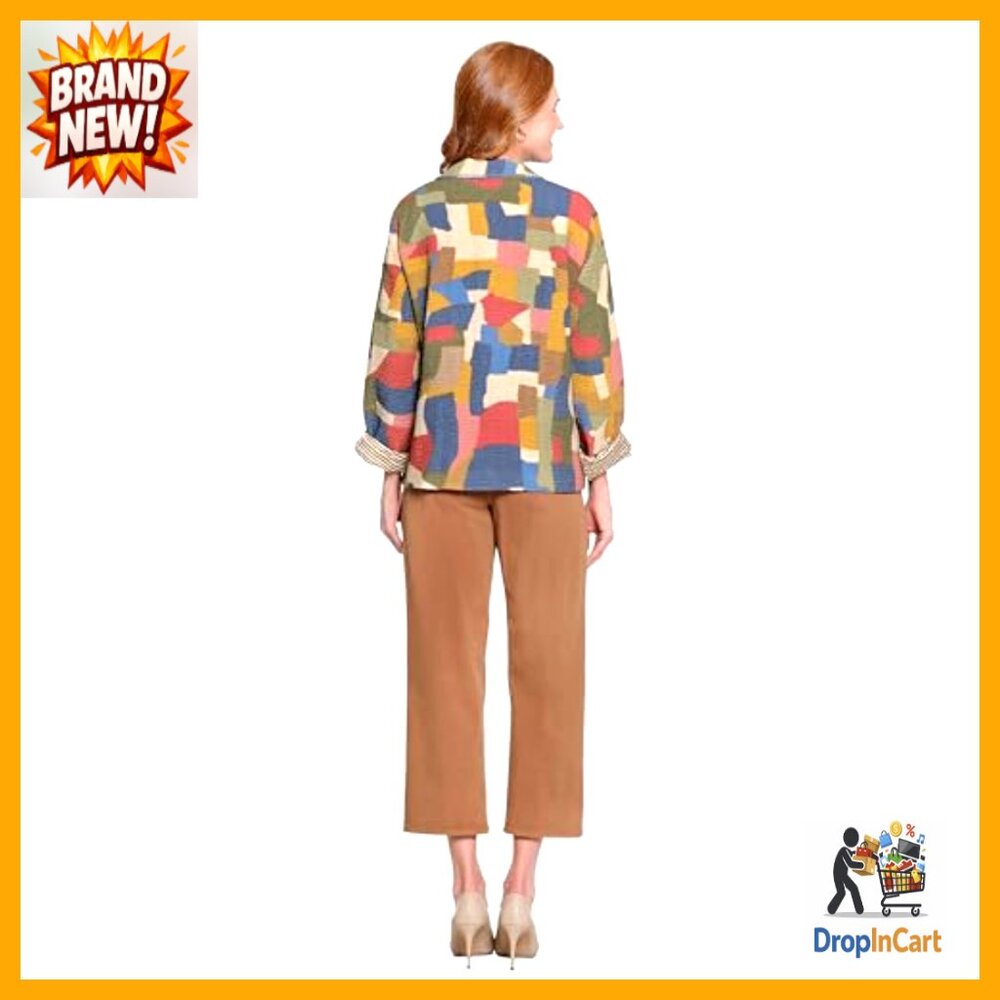 Abstract Geometric Print Button Front Fully Lined… - image 2